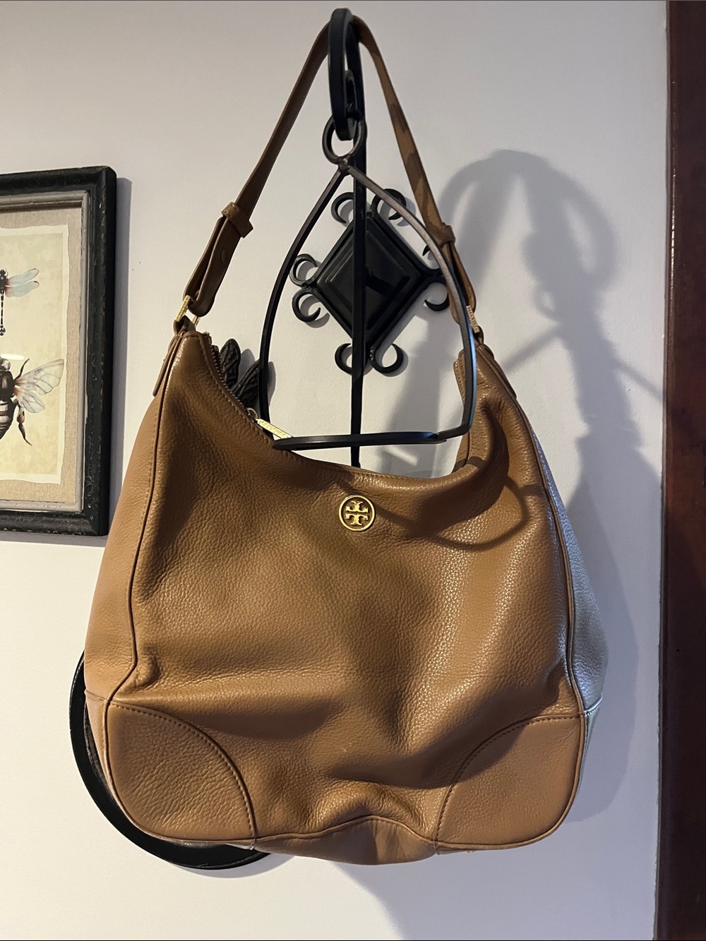 Tory Burch Brown Pebbled Leather Shoulder Hobo